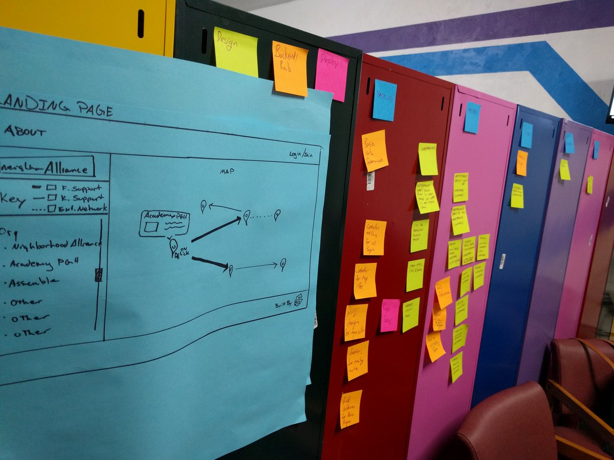 lfgpgh's tweet photo. Not enough whiteboards? Use rainbow colored lockers instead. @academypgh https://t.co/lzRwwbzYml