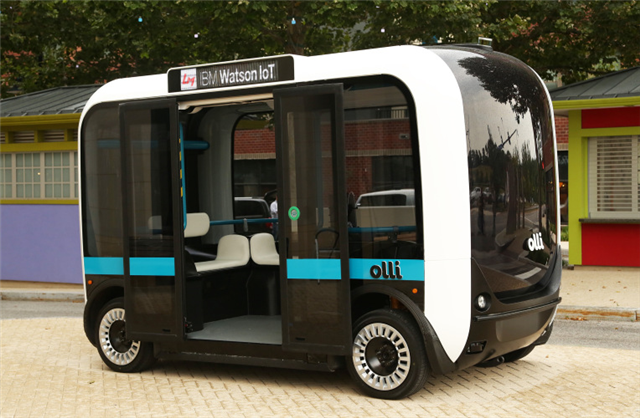 MicheleEStern's tweet photo. #IBMWatson makes a move into self-driving cars with Olli, a minibus from #LocalMotors https://t.co/M98DsPChNY https://t.co/EgHVRUKi5p