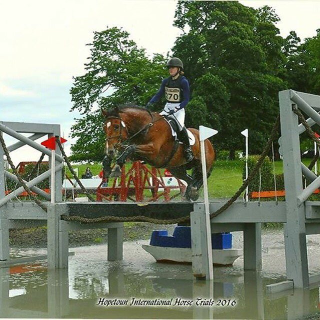 Over the bridge in the 2* at <a href="/HopetounTrials/">Hopetoun HorseTrials</a> He wasn't sure about this one 🙈🚀 #EventersHour