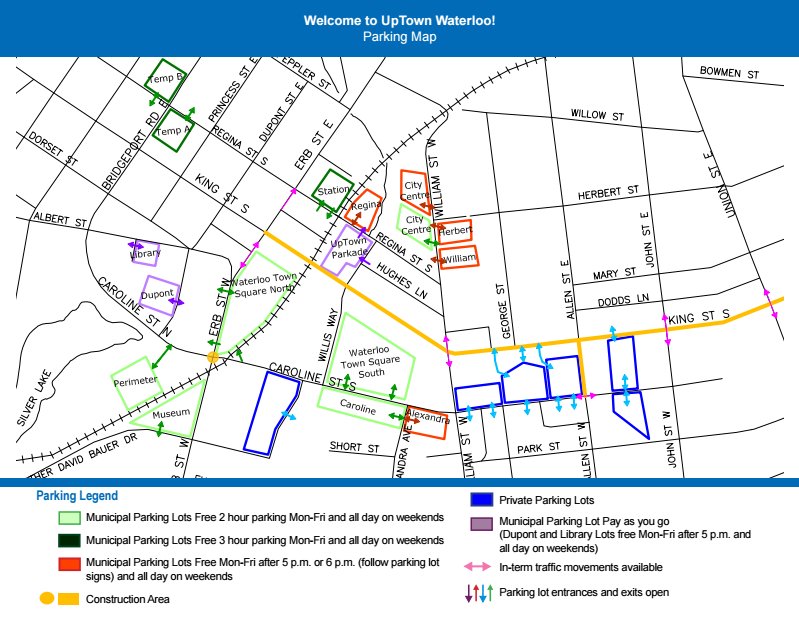 Looking to have dinner at #ProofKW and then explore #UptownWaterloo? Check out this #parking map!