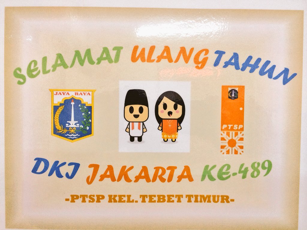 PTSPTebetTimur's tweet photo. HBD Jakarta ke-489.. Semoga kami bs slalu melayani dgn baik agar Jakarta makin dicinta :) @layananjakarta @edyJDM https://t.co/aAlrkkZwa1