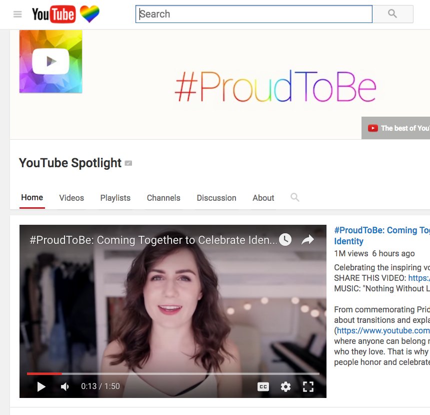 samesame's tweet photo. LOOK: @YouTube has come out for #Pride with a rainbow heart logo and lots of LGBTI video stories. #ProudToBe https://t.co/t5VtiKqOvg