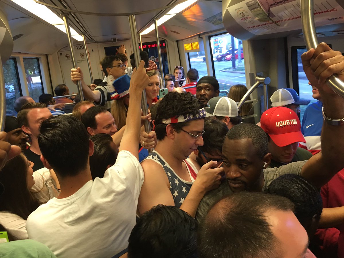 JSFlatt's tweet photo. Train to USA vs. Argentina match is great fun https://t.co/lgOiIT08ac