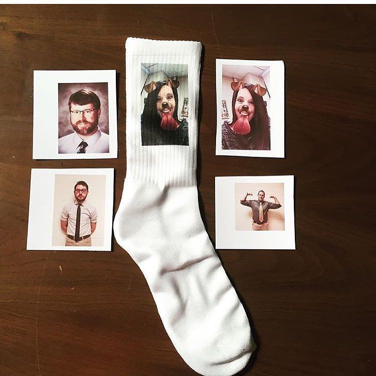 CustomSock's tweet photo. This was an awesome project we did for some elementary school teachers! We dye-sublimated their faces onto some cre… https://t.co/tSlg3Fe98H