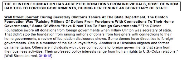TXBern's tweet photo. @TXBern #ClintonFoundation #ForeignInterest She's #notforus only #forsale with numerous #conflictsofinterest https://t.co/vUrErbgL4g