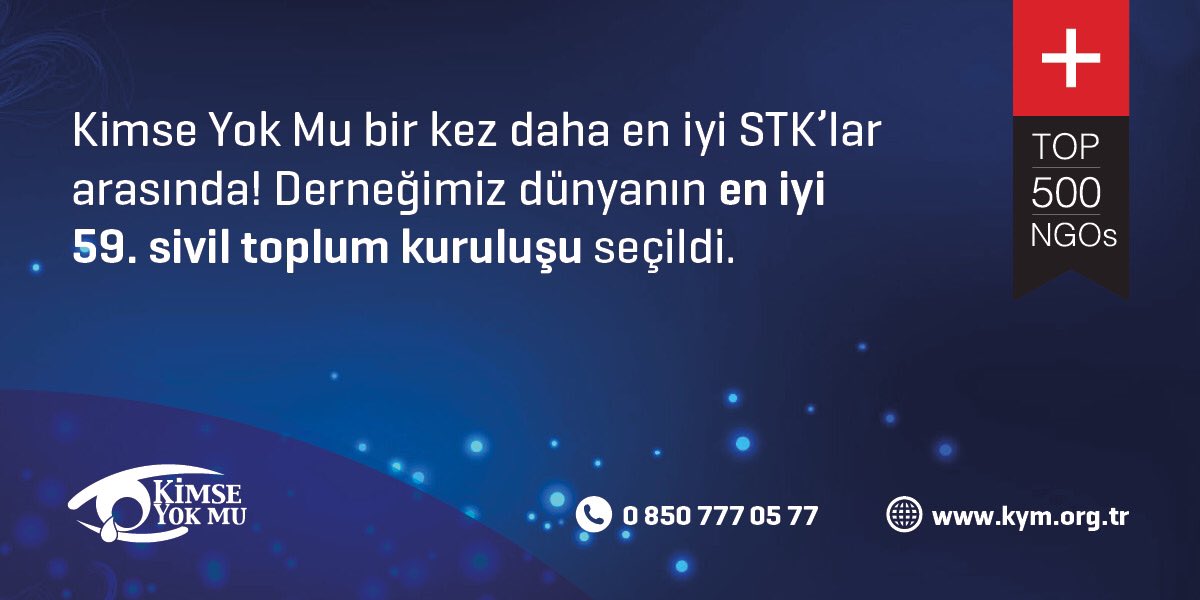 kimseyokmu_'s tweet image. Kimse Yok Mu bir kez daha en iyi STK’lar arasında! Derneğimiz dünyanın en iyi 59. sivil toplum kuruluşu seçildi.