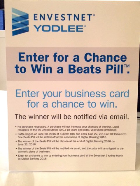 Yodlee's tweet photo. Visit our booth 403 at #DigitalBanking2016! Enter to win a Beats Pill speaker by June 22nd https://t.co/jZpwHGyEXH