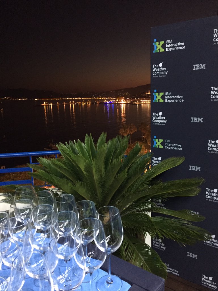 matthewcandy's tweet photo. Cognitive cocktail after-party starting soon #CannesLions #IBMiX @ibminteractive @warrentomlin @papasgbs https://t.co/B5S7JejONv