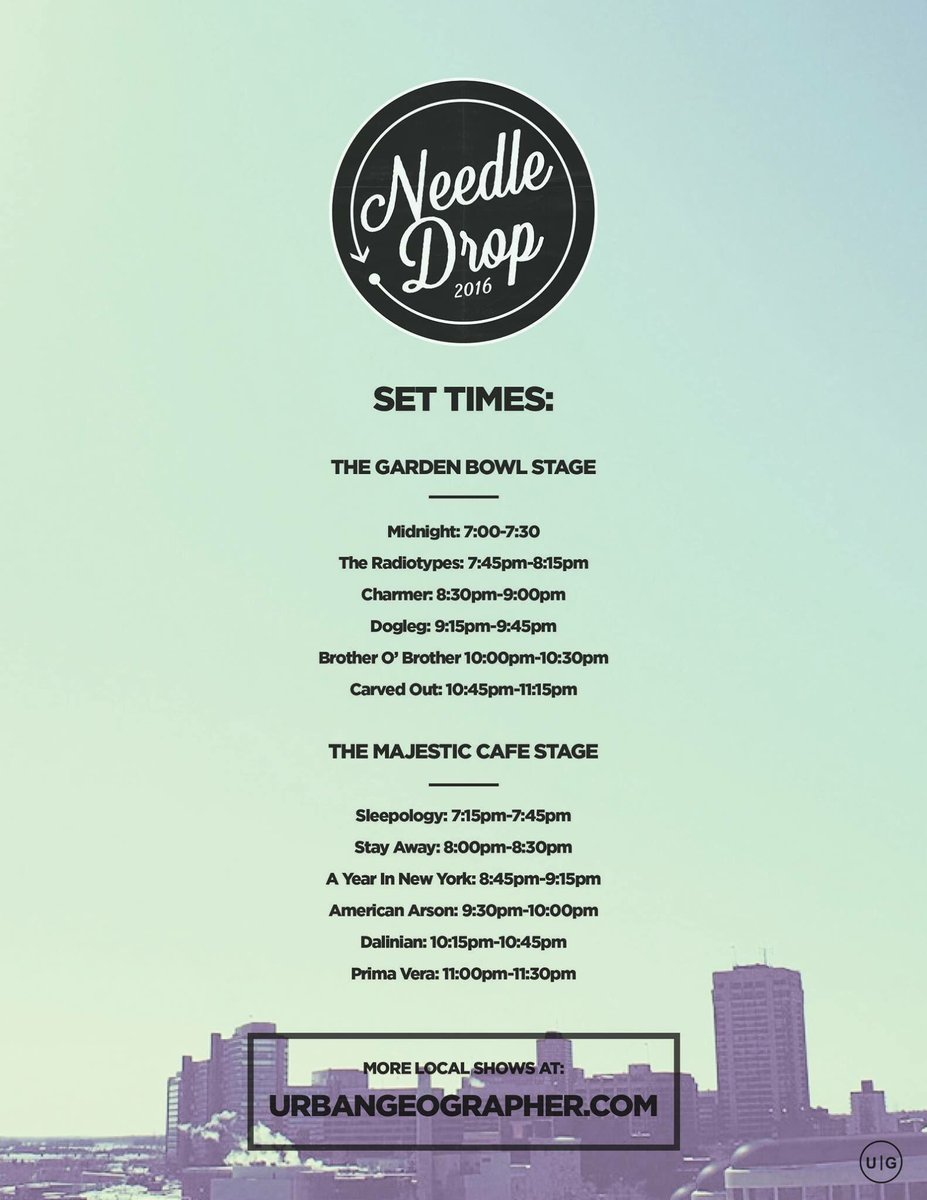 Urban_Geo's tweet photo. Set times for #NeedleDrop are here! Tickets are still available, but not for long. https://t.co/2cRFSytv12 https://t.co/fCWguEghi6
