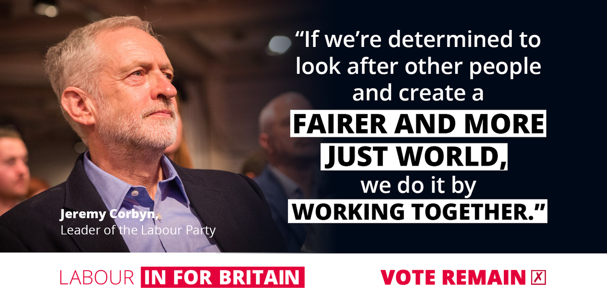 UKLabour's tweet image. Say you're IN for Britain with @jeremycorbyn. Vote Remain on 23 June and share this → #BBCDebate