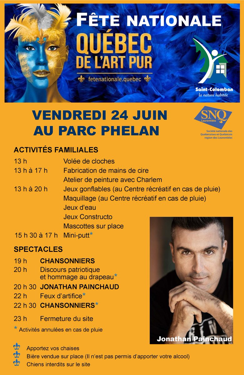 St_Colomban's tweet photo. @joe_painchaud sera en spectacle ce vendredi à #StColomban pour la #fêtenationale! #Laurentides #SaintJean https://t.co/72K0BB473a