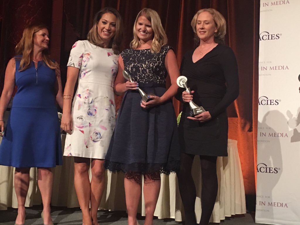 So awesome to meet <a href="/Ginger_Zee/">Ginger Zee</a> at #TheGracies 🏆