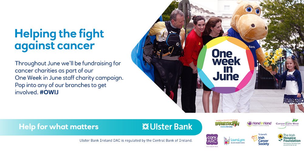 Delighted to be part of @UlsterBank 's great initiative #OWIJ #fundraising this weekpls support #UnitedAgainstCancer