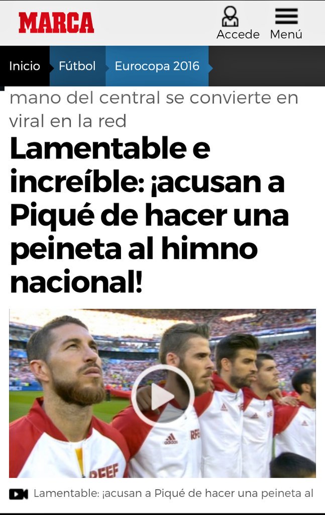 Rubialoqiis's tweet photo. Que poca vergüenza sacar polémica de donde no hay para tapar la cagada de Ramos, es alucinante. #ESP #EURO201 https://t.co/Z6fd5wJAIT