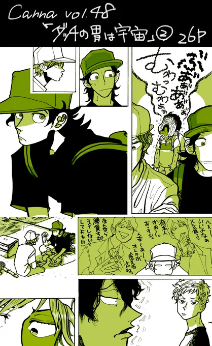 6月22日発売のCanna vol.48に
「ダッチの胃は宇宙」2話26ページ載せて頂いています～。
水族館とか海でまったりしてる漫画です。
いっぱい食べる主人公二人ですが、今回はアイスクリムしか食べてません。よろしくお願いします～ 
