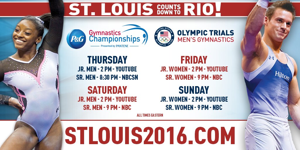 USAGym's tweet image. Your schedule for the weekend. #StLouis2016