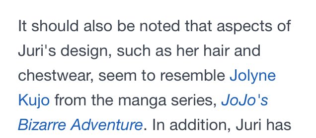 FengShuiEngine_'s tweet image. {I read Juri's wiki and saw her design was similar to Jolyne Kujo. I have a few JoJo characters following me. . .