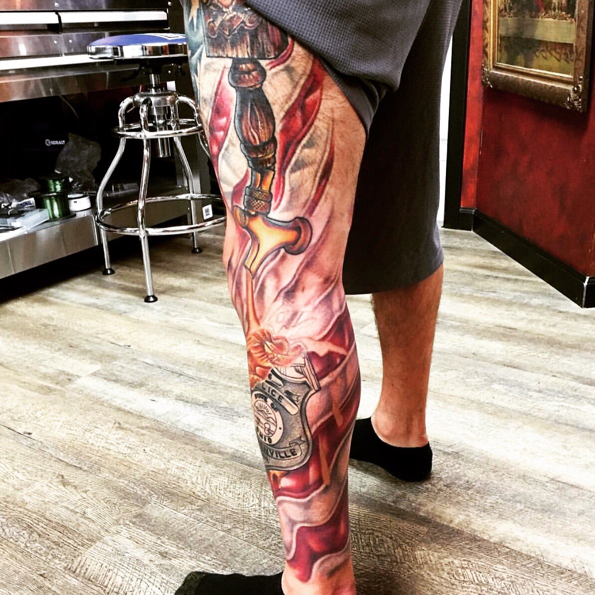 baz0157's tweet photo. #tattoo leg sleeve! #colortattoo @UpInArmsTattoo #Dooner doing amazing work!! https://t.co/RJdHpkFLi3
