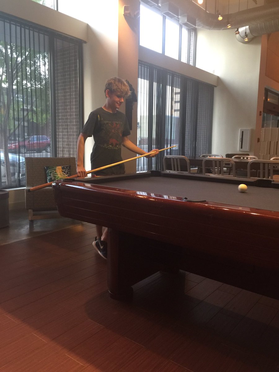 LoganJrChef's tweet photo. Logo is playing pool because the pool is closed. #momtweet https://t.co/1qE7vsvwO6