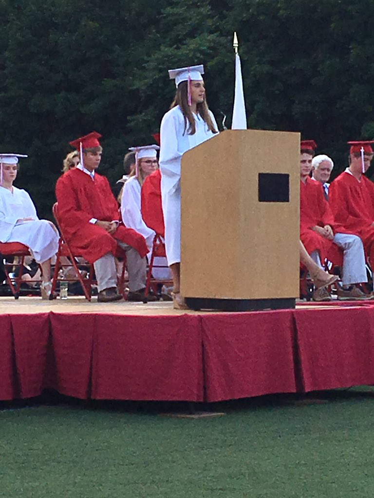 Emily Berzolla, Valedictorian, addresses her classmates.