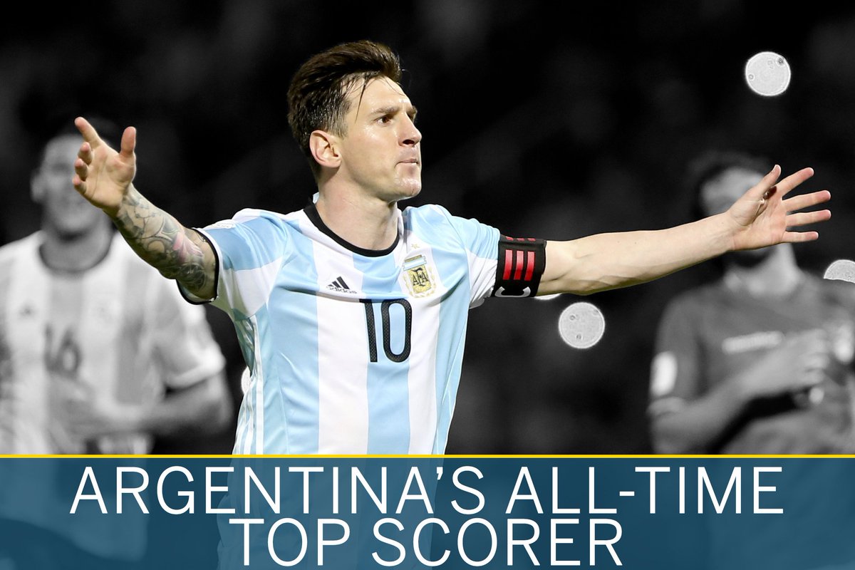 ESPN FC on Twitter: "GOAL, LIONEL MESSI! He's now Argentina's all-time top scorer w/ 55 goals, breaking Gabriel Batistuta's record! 2-0! / Twitter