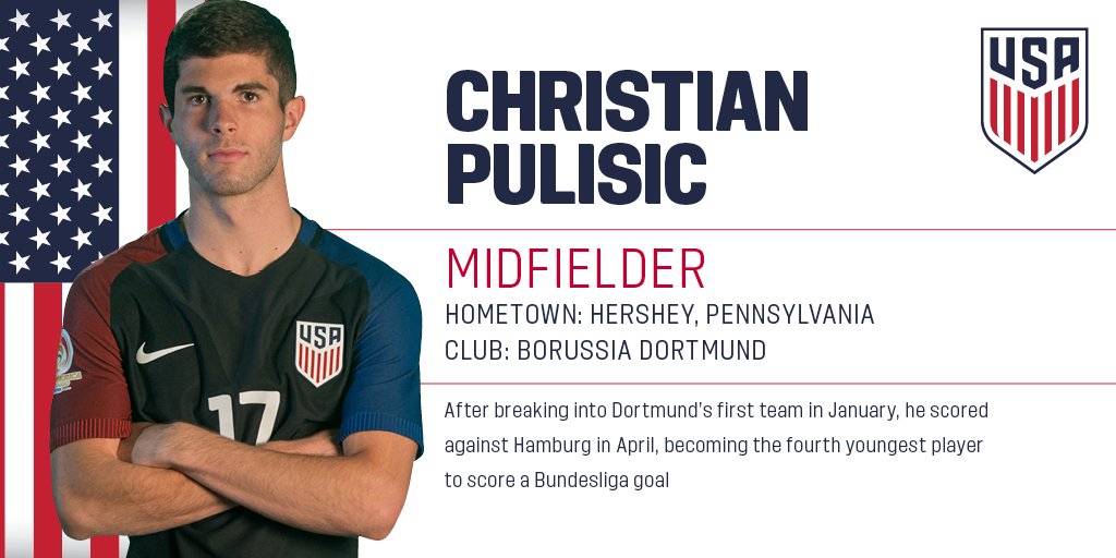 USMNT's tweet photo. #USMNT sub: 17-year-old Christian Pulisic replaces Chris Wondolowski. #USAvARG, 0-2, 46' https://t.co/j6H7WHzNKy