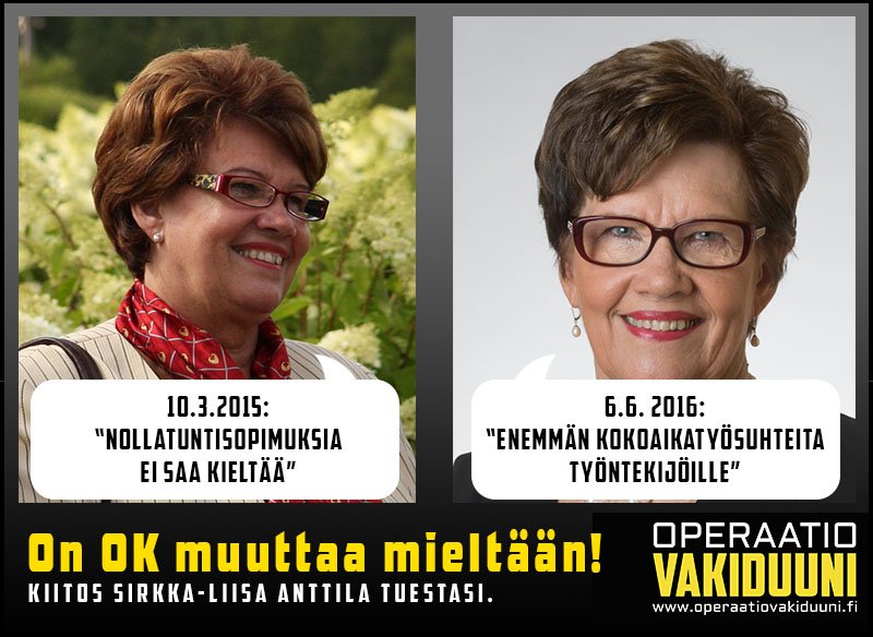 On OK muuttaa mieltään! Kiitos Sirkka-Liisa Anttila. #Keskusta #Kepu2016 #Keskustanuoret #Vakiduuni Jaa kuva.