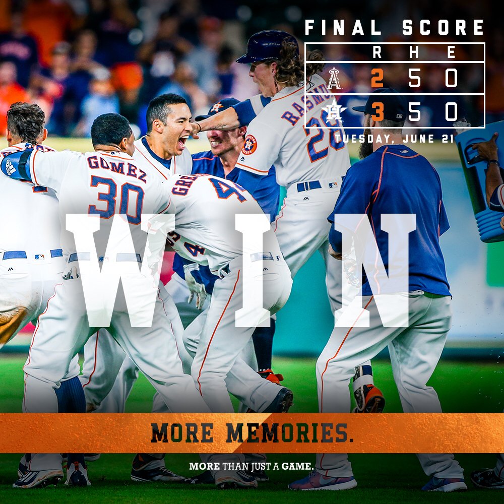 astros's tweet photo. Carlos Correa’s walk-off, two-RBI hit in the ninth wins it for the #Astros! We go for the sweep tomorrow at 1:10pm. https://t.co/laGnGAvuPV