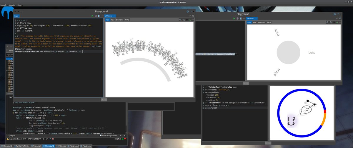 offrayLC's tweet image. Playing with some ideas for the next #dataviz, using #Roassal #AgileVisualization engine by @ObjectProfile