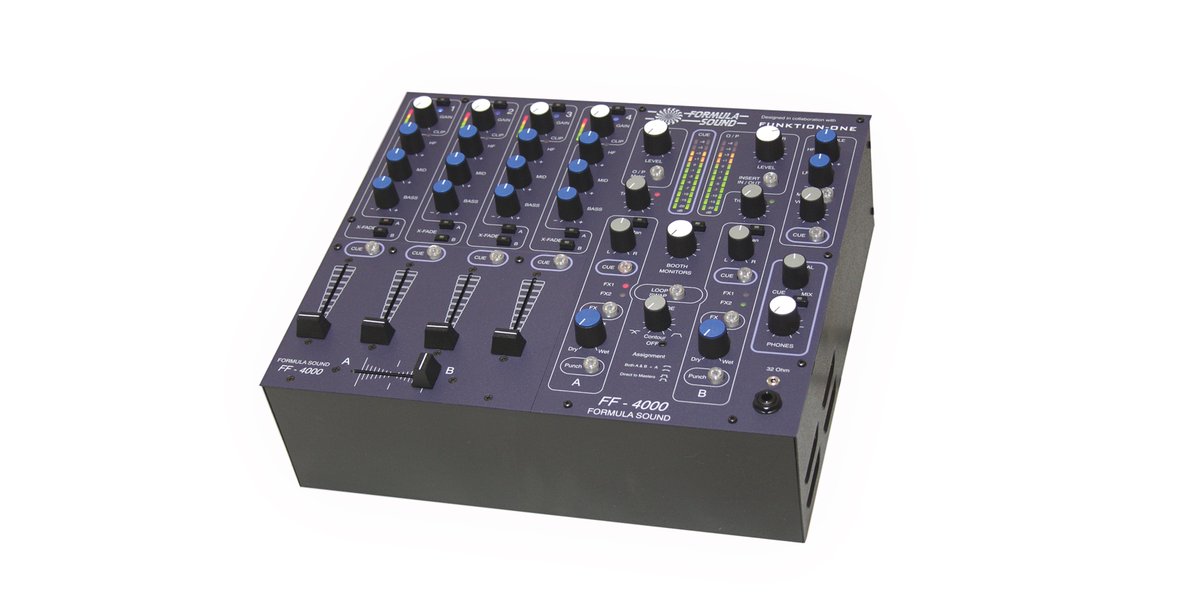 Formulasound1's tweet image. FF4000 designed with Funktion one, 4 ch+console mic, effects loops in crossfade, rotary option, analogue audio.
