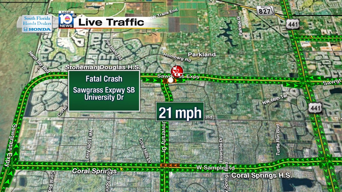 Crash on Sawgrass Expwy SB and University Dr #TRAFFIC https://t.co/socVIEuahY