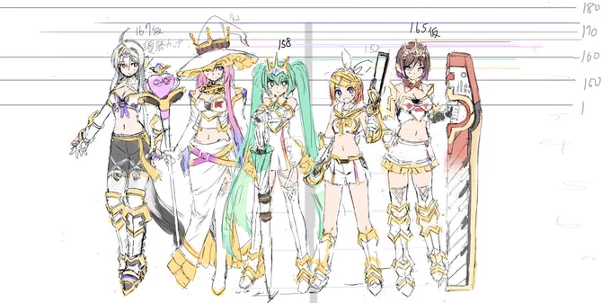 @irosirabe 今回のハクさんの別レイヤーという名のおまけでございます。なんとなく揃ってきましたね。地味にリンちゃんの武器が変わってきております。 