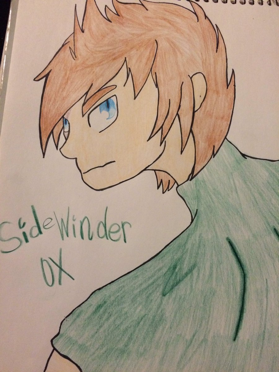 peaking_wolf's tweet photo. AM SO SORRY FOR NOT BEING ABLE TO DRAW. BUT EXAMS ARE A THING I GOTTA DO- but I drew this because SideWinder man 💚 https://t.co/T7Blg8BOet