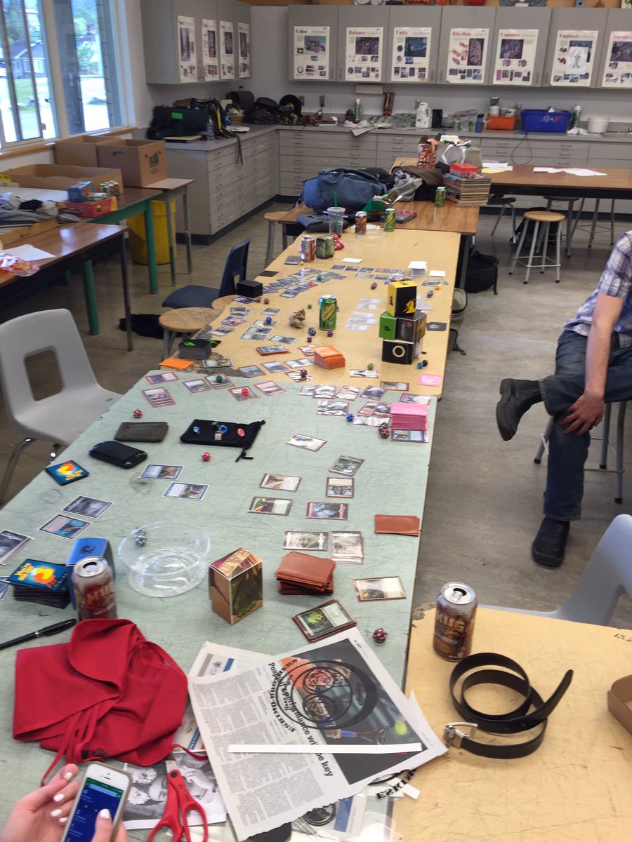 Cory_McRae's tweet photo. Our Eloquent Gamers Club big finale. Magic was big tonight. 15 people or more showed up to play our last night! https://t.co/HaZ2fA824r