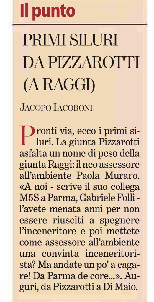 Il m5s massacrò Pizzarotti sul'inceneritore. Ora la Raggi sceglie all'Ambiente una pro-inceneritori
su <a href="/LaStampa/">La Stampa</a>.