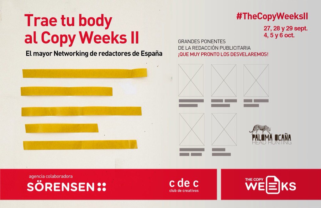 Luis_A_Crespo's tweet photo. @TheCopyWeeks está montando un #TheCopyWeeksII de no te menees con la ayuda de @gruposorensen entre otros https://t.co/2k8lpgbhXU