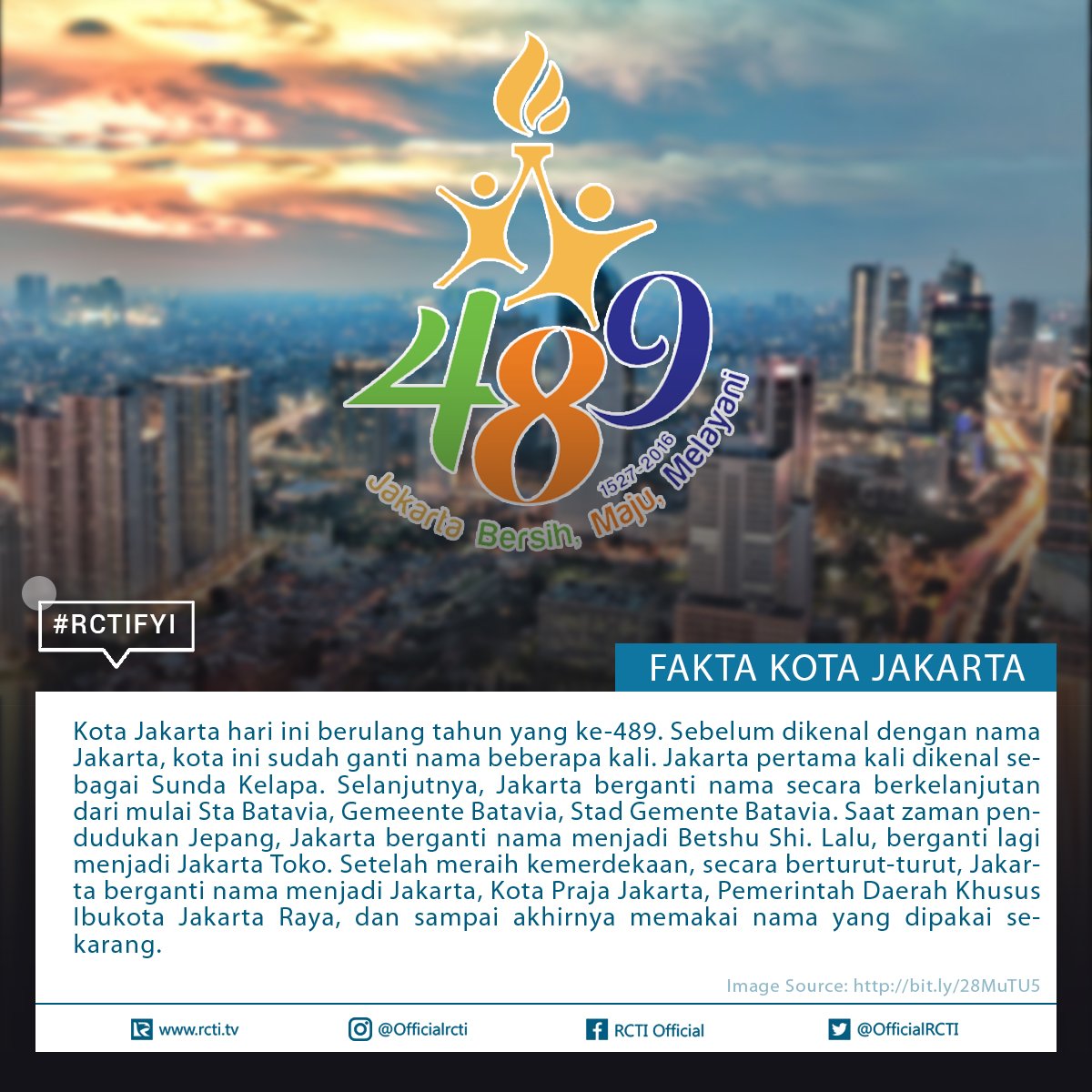 OfficialRCTI's tweet image. Selamat ulang tahun kota Jakarta untuk Jakarta bersih, maju dan melayani #JKT489 #RCTIFYI