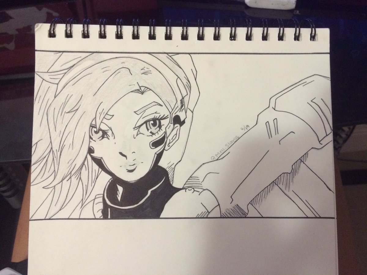 o_Hinami's tweet photo. My Twitter is pretty dead so here's the inked version of my mercy drawing since I already posted on Ig #Overwatch https://t.co/XVUWA0wBo8