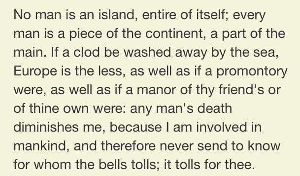 MissLauraCarr's tweet photo. Less than 24h to go. Here's what John Donne would have had to say about it. #EUref #literature #wisewords https://t.co/KRhkMbx82o