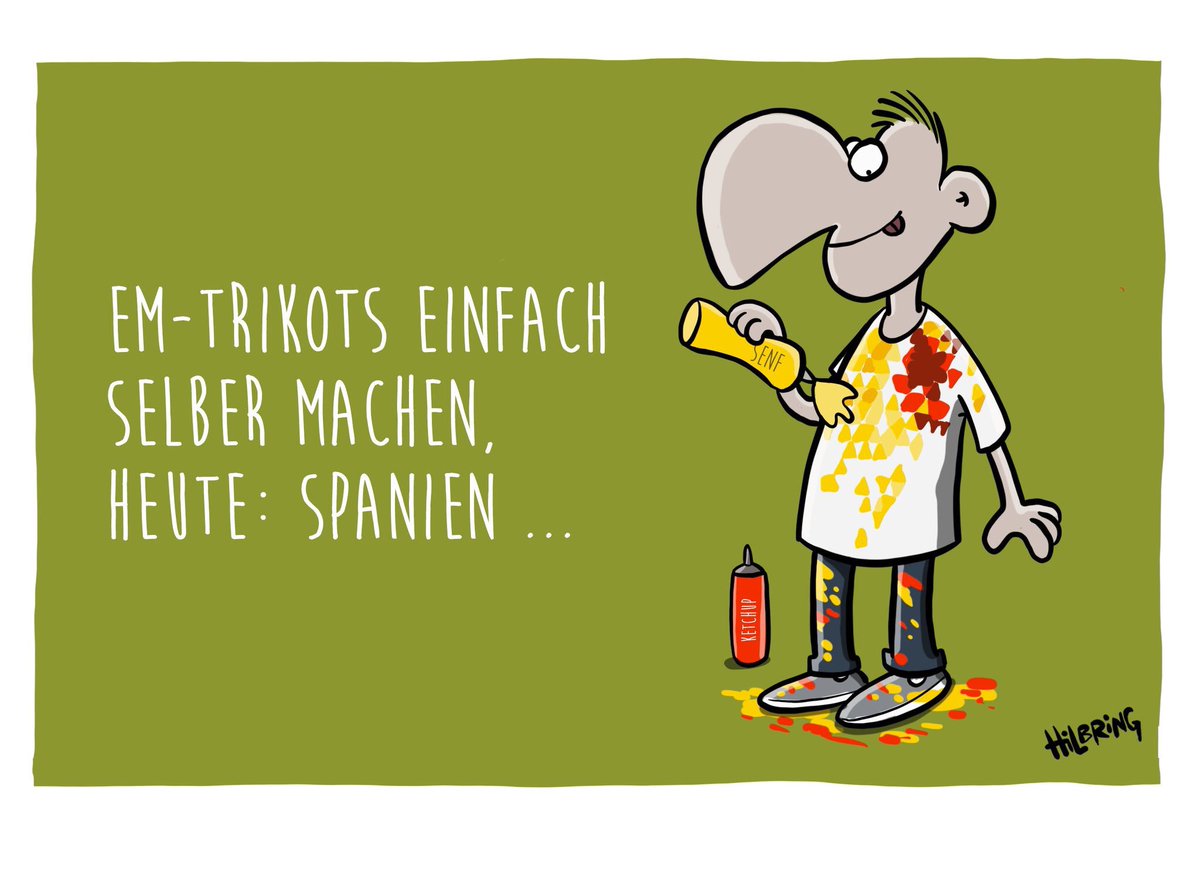 ThorstenLegat's tweet photo. Klasse! 💪😊 EM-Trikots einfach selber machen. Heute: Spanien (via @OlisCartoons) #ESP #CROESP #EURO2016 #TeamLegat https://t.co/rtjopGelPM