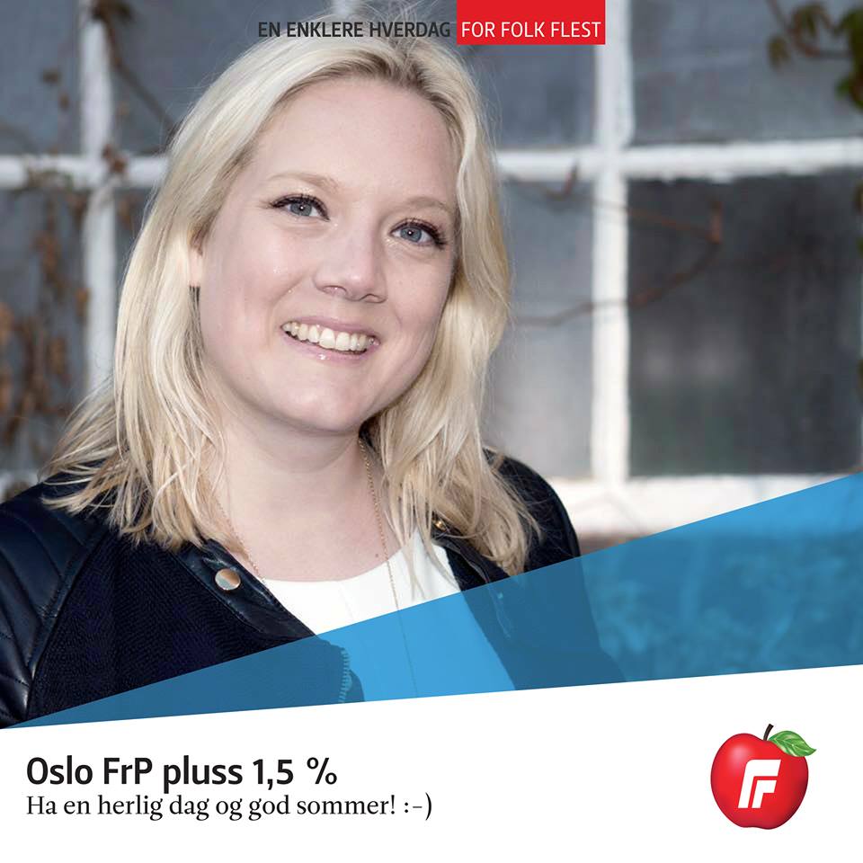 Vi går opp på nyeste måling med 1,5 % og d er et klart borgerlig flertall m blant annet <a href="/OsloHoyre/">Oslo Høyre</a> Tusen takk dere!