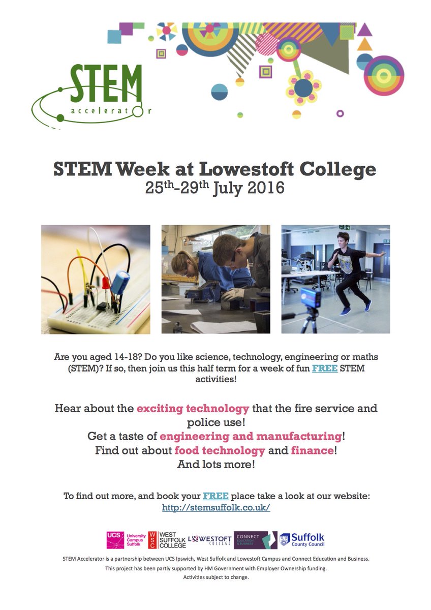STEMSuffolk's tweet image. Engineering, technology &amp;amp; more! A week of fun FREE #STEM activities this Summer in Lowestoft ow.ly/PFIf301tXde