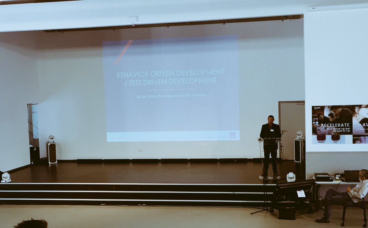rvailleux's tweet photo. Emmanuel Lehmann (WebCenter @AXAFrance) intervient sur le Behavior Driven Dev lors du #chtidej @OCTOTechnology https://t.co/roIHKm62tc
