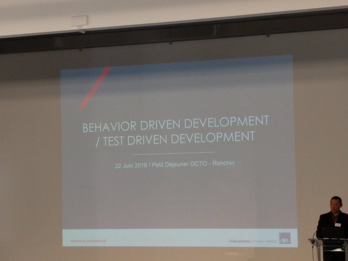 o_lemaitre's tweet photo. TDD / BDD, des pratiques courantes à l'@AxaWebcenter #chtidej @OCTOTechnology https://t.co/HhJrLvxqRP