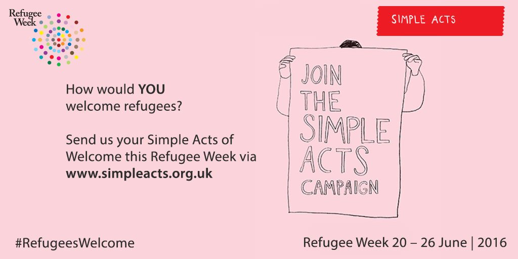 Join the Simple Acts campaign and tell us how you would welcome a refugee to the UK? <a href="/SimpleActs/">Simple Acts</a>