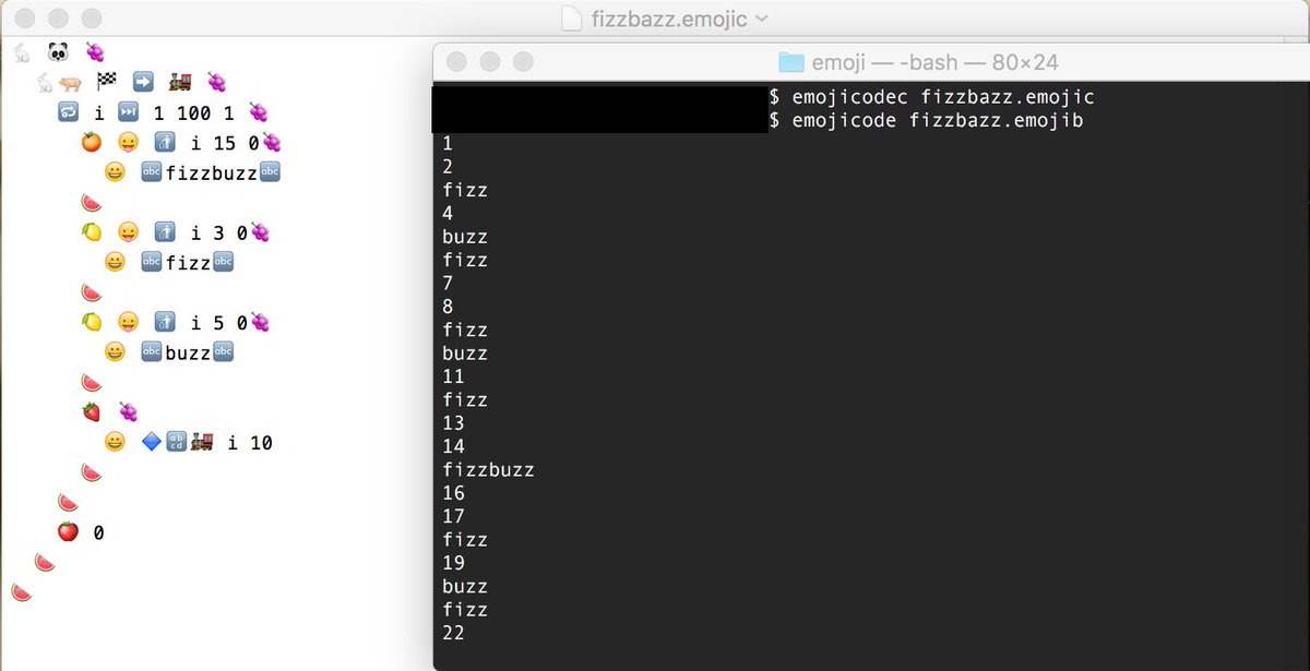 2011chappy's tweet image. #emojicode
fizzbuzz