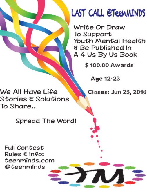 Only days left, but still time! Be a voice! Make a difference! Enter today! <a href="/TeenMINDS/">TeenMINDS</a> #whynot #youthmentalhealth