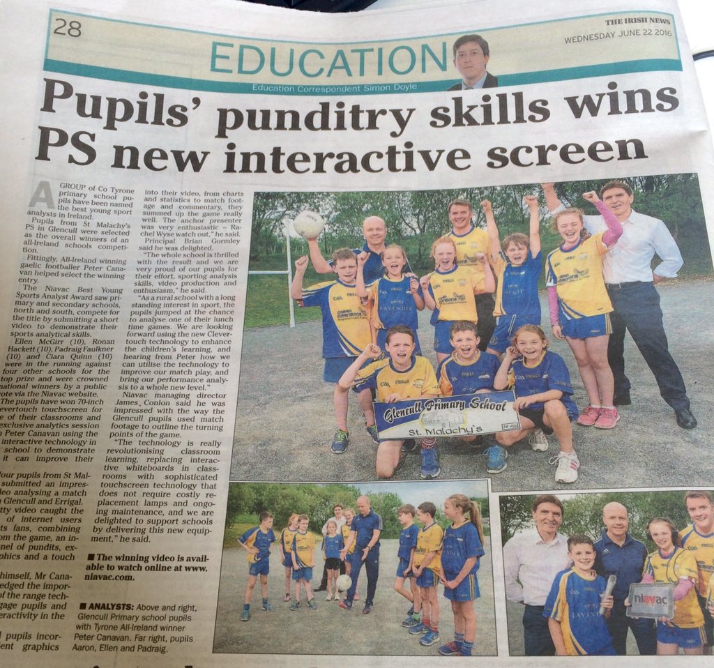 JagoComms's tweet photo. Perfect pundits @GlencullPrimary celebrate their @niavac schools #competition win with #PeterCanavan via @irish_news https://t.co/UbXbifj7zH