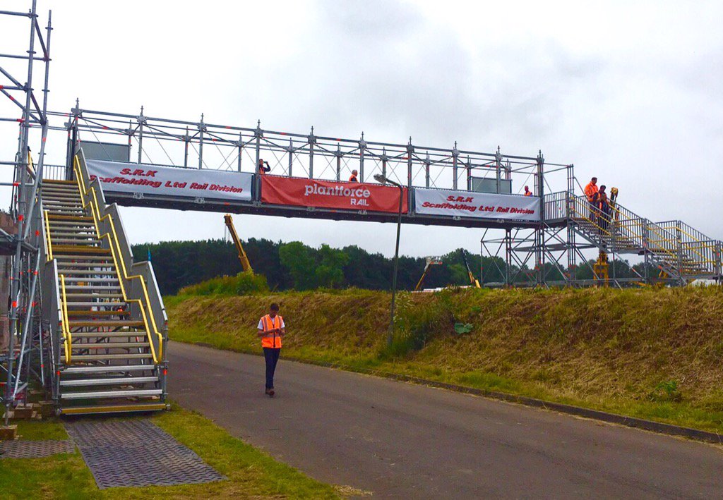 Original innovation from Layher, the Allround Bridge system, at Rail Live, with SRK scaffolding