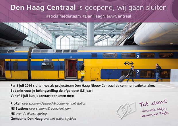 Er is een tijd van komen, en een tijd van...Nu het station geopend is, sluiten we dit kanaal. Bedankt!
